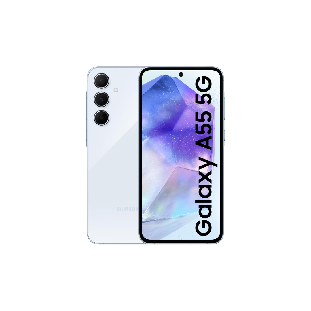 Samsung Galaxy A55 5G (Awesome Iceblue, 12GB RAM, 256GB Storage) | AI | Metal Frame | 50 MP Main Camera (OIS) | Super HDR Video| Nightography | IP67 | Corning Gorilla Glass Victus+ | sAMOLED Display